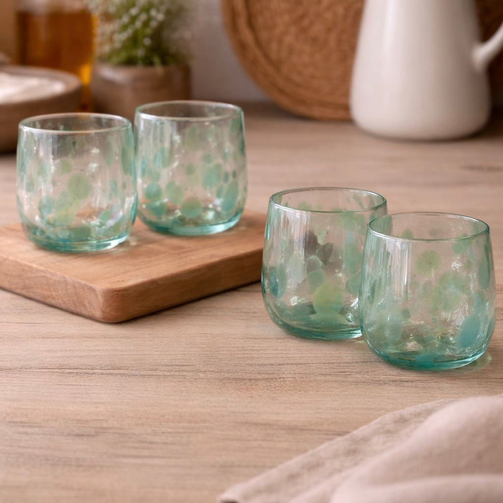 Tumblers | Green Dotted | Set Of 4