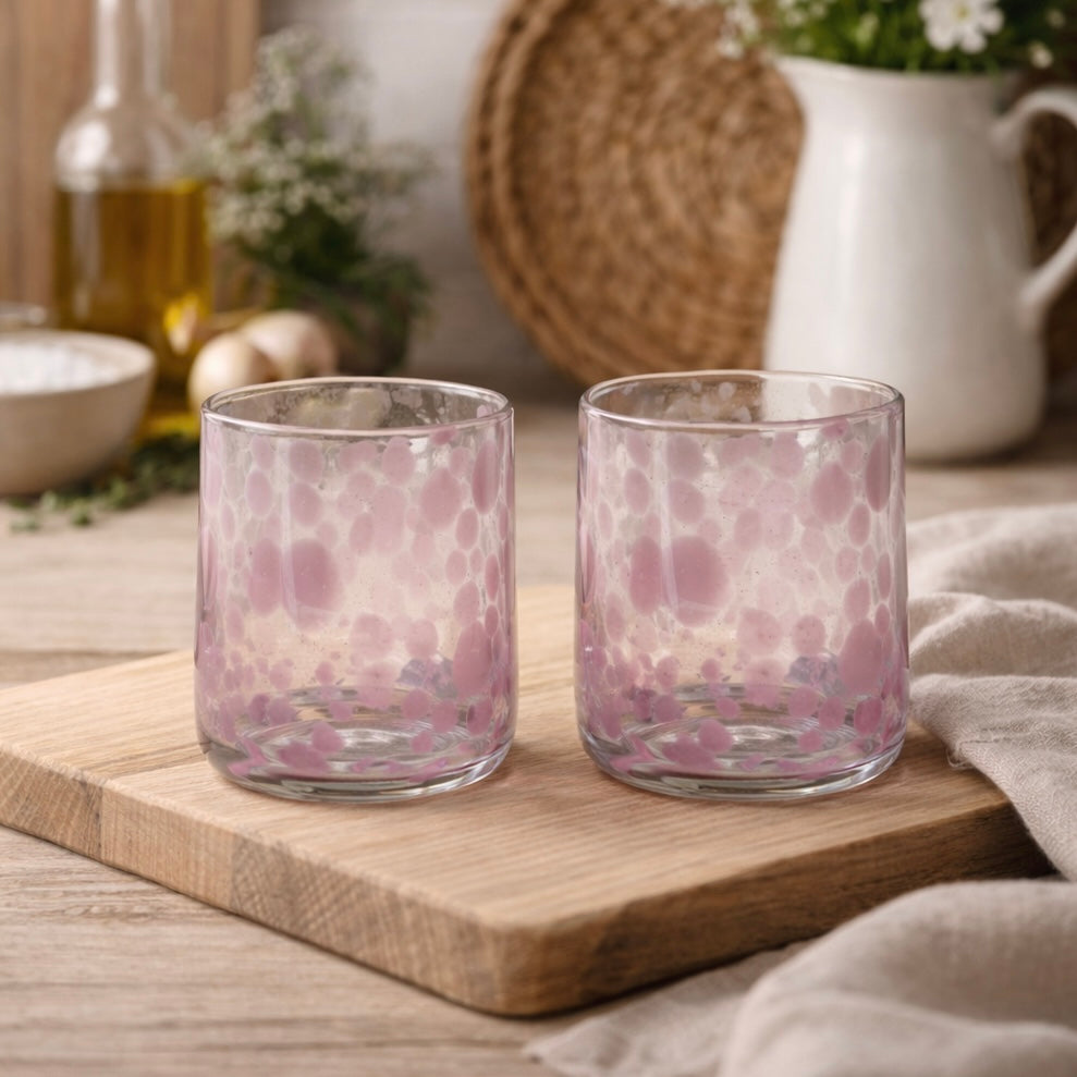 Tumblers | Pink Dotted | Set Of 4