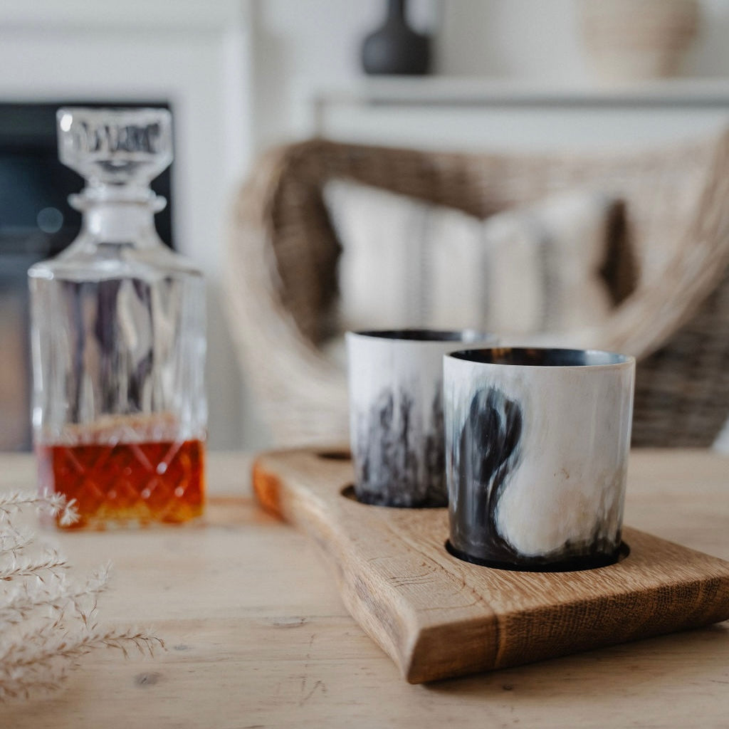 Whisky Tumblers With Oak Display Board | Set of 2