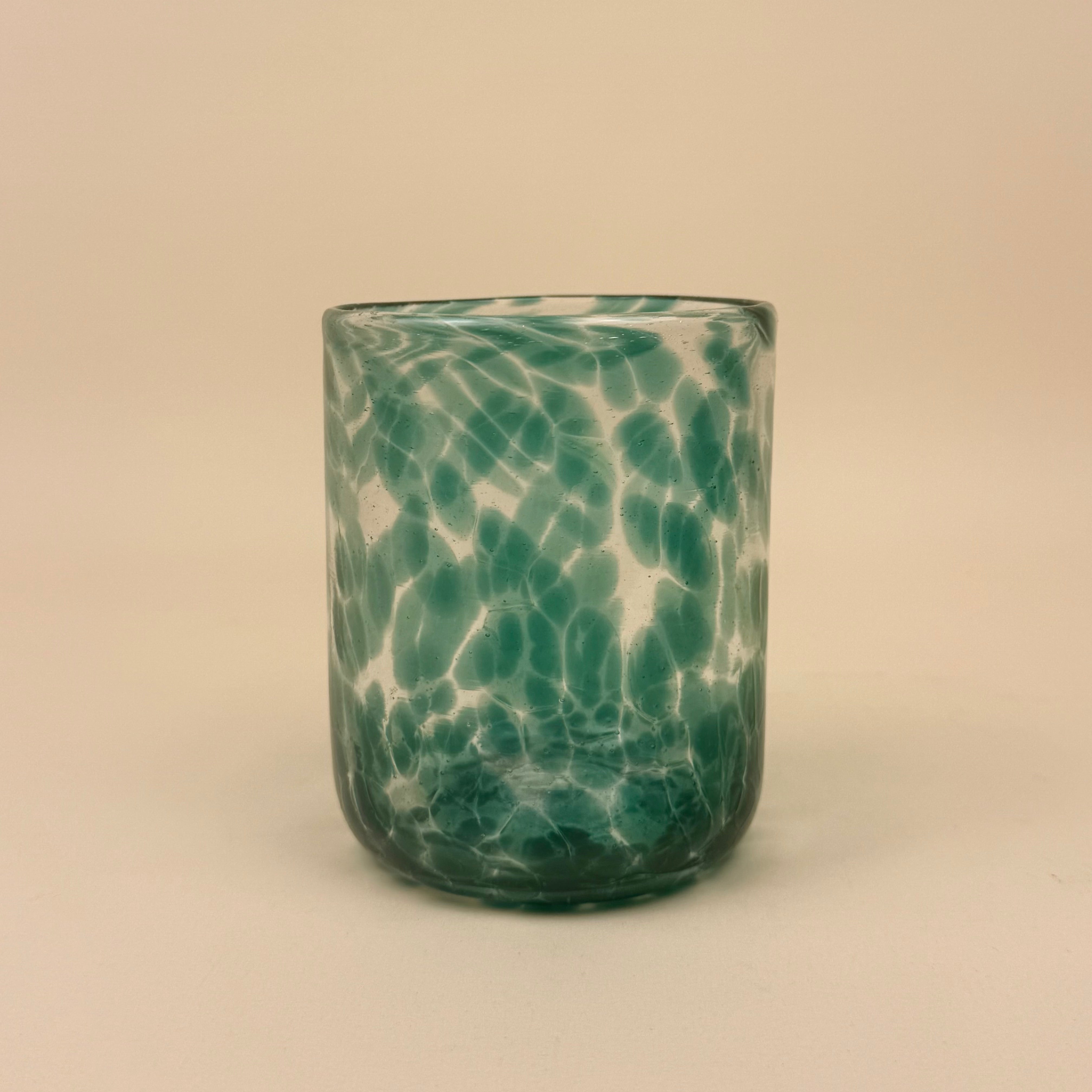 Straight Glass Tumblers | Green Dotted | Set Of 4