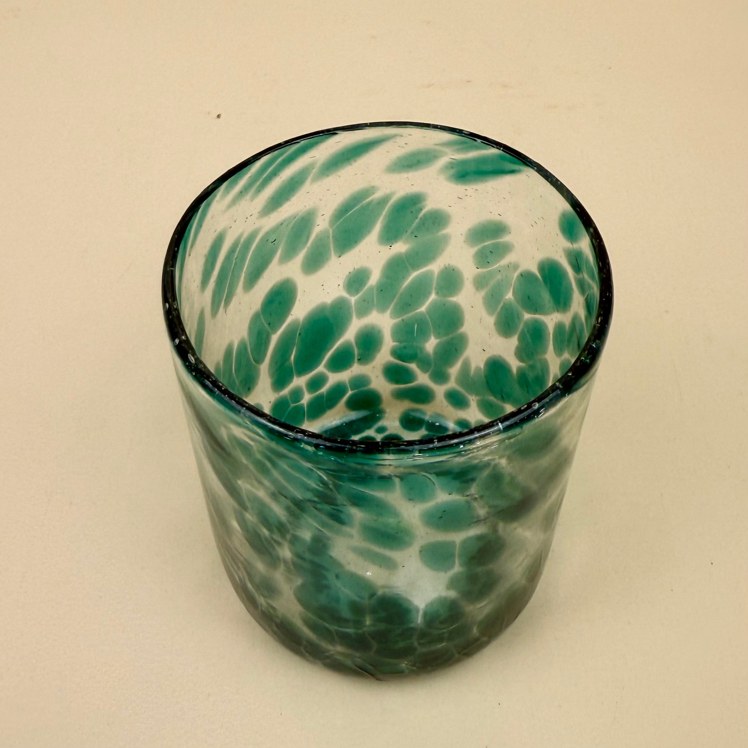 Straight Glass Tumblers | Green Dotted | Set Of 4