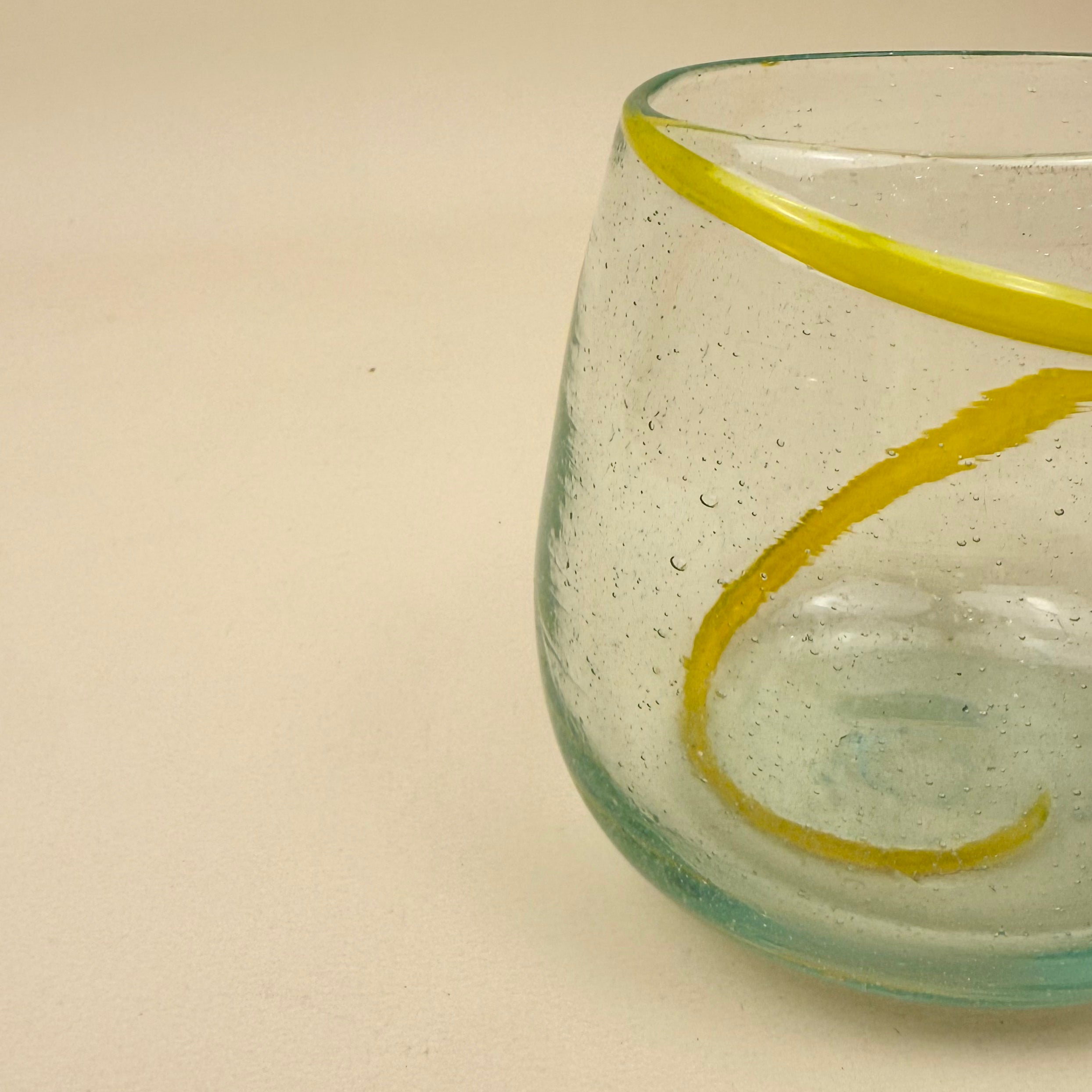 Round Glass Tumblers | Yellow Swirl | Set Of 4