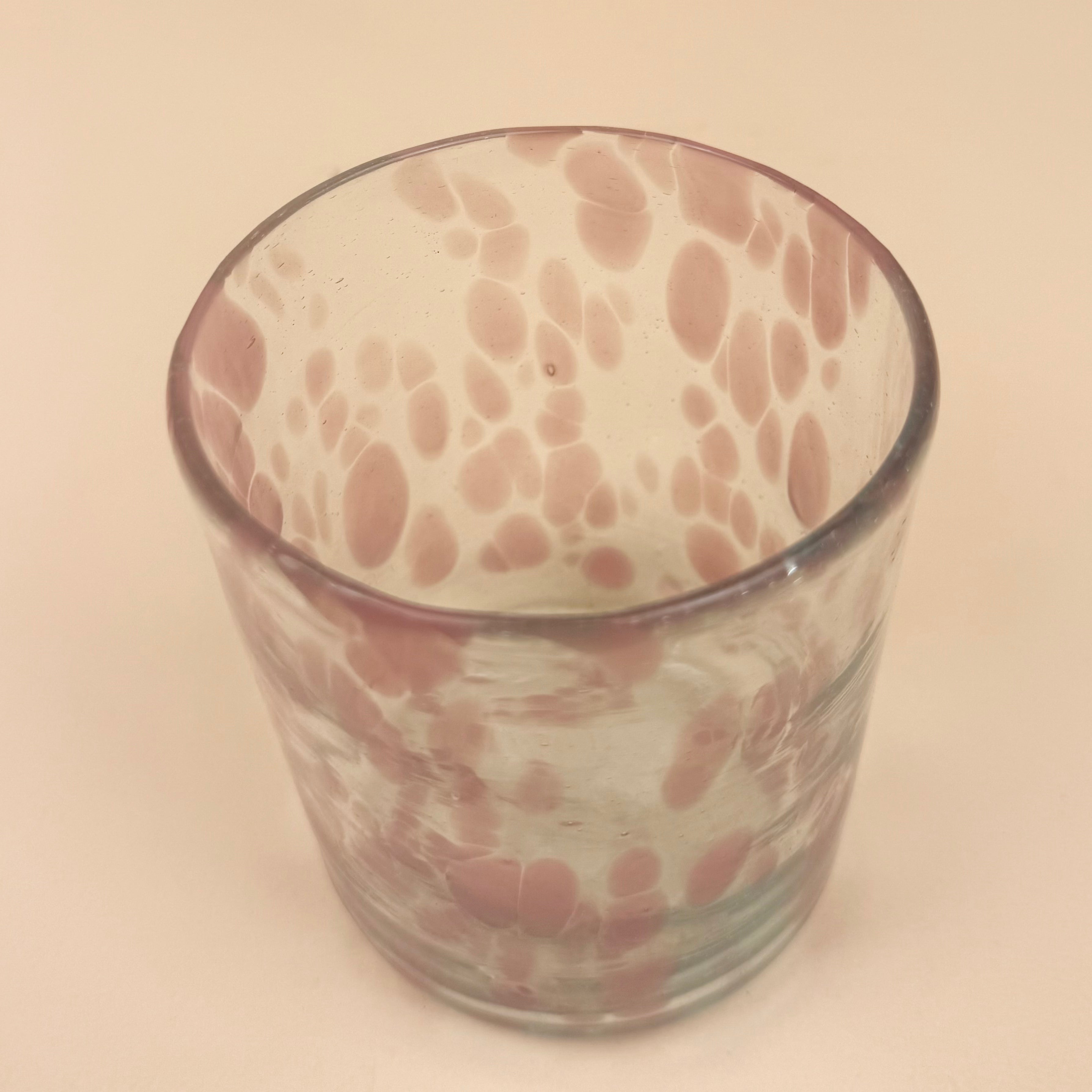 Straight Glass Tumblers | Pink Dotted | Set Of 4
