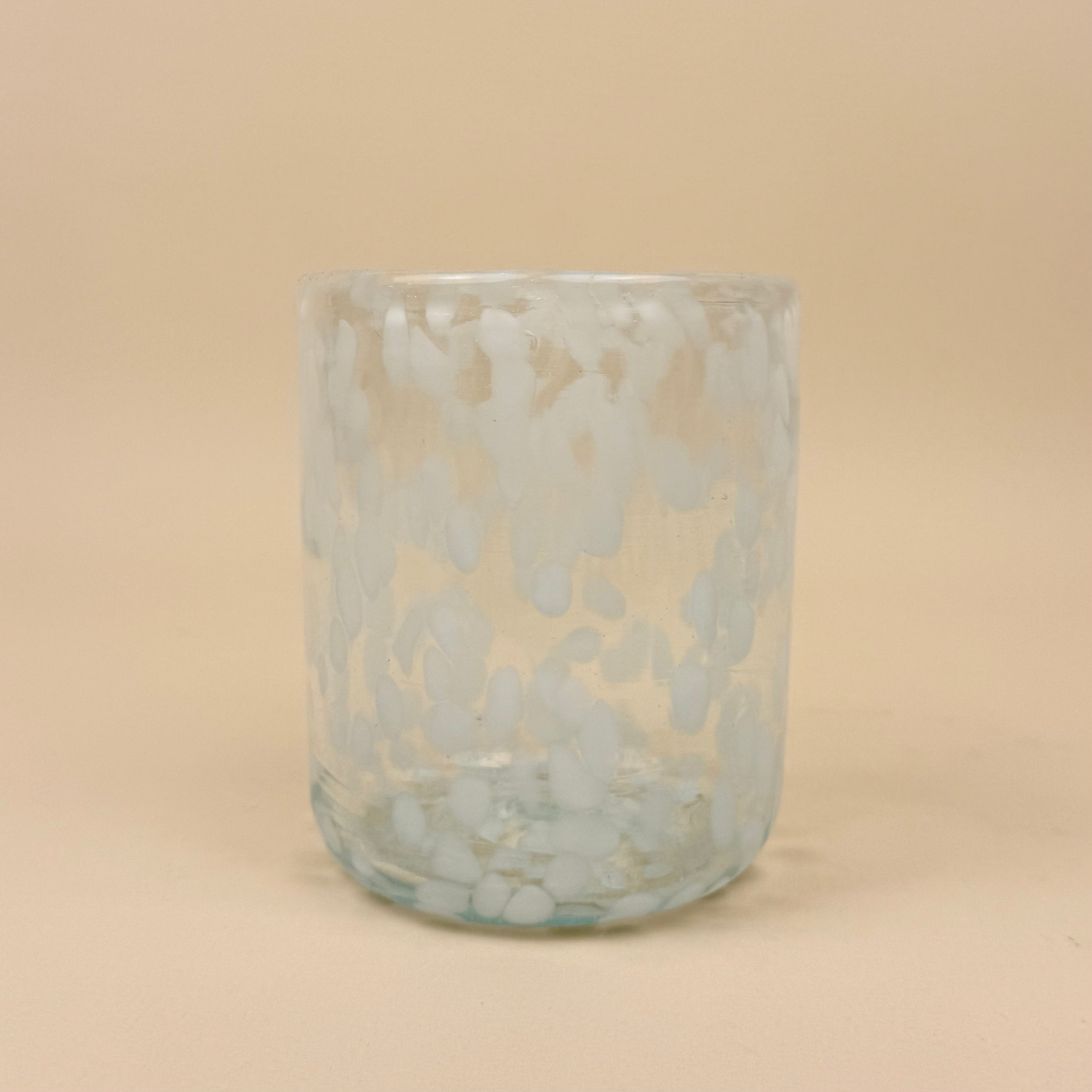 Straight Glass Tumblers | White Dotted | Set Of 4