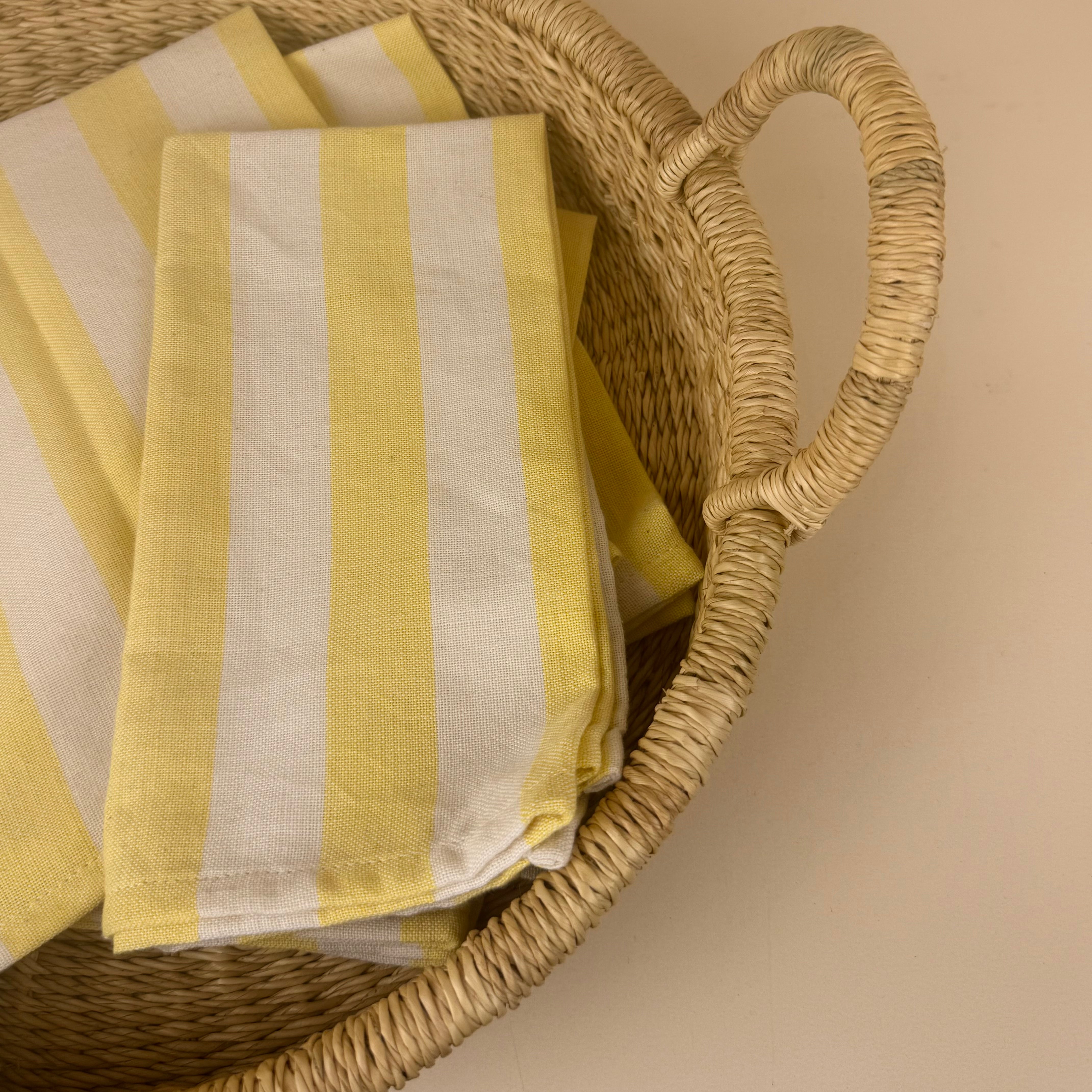 Striped Napkins | Set of 4 | Yellow & White