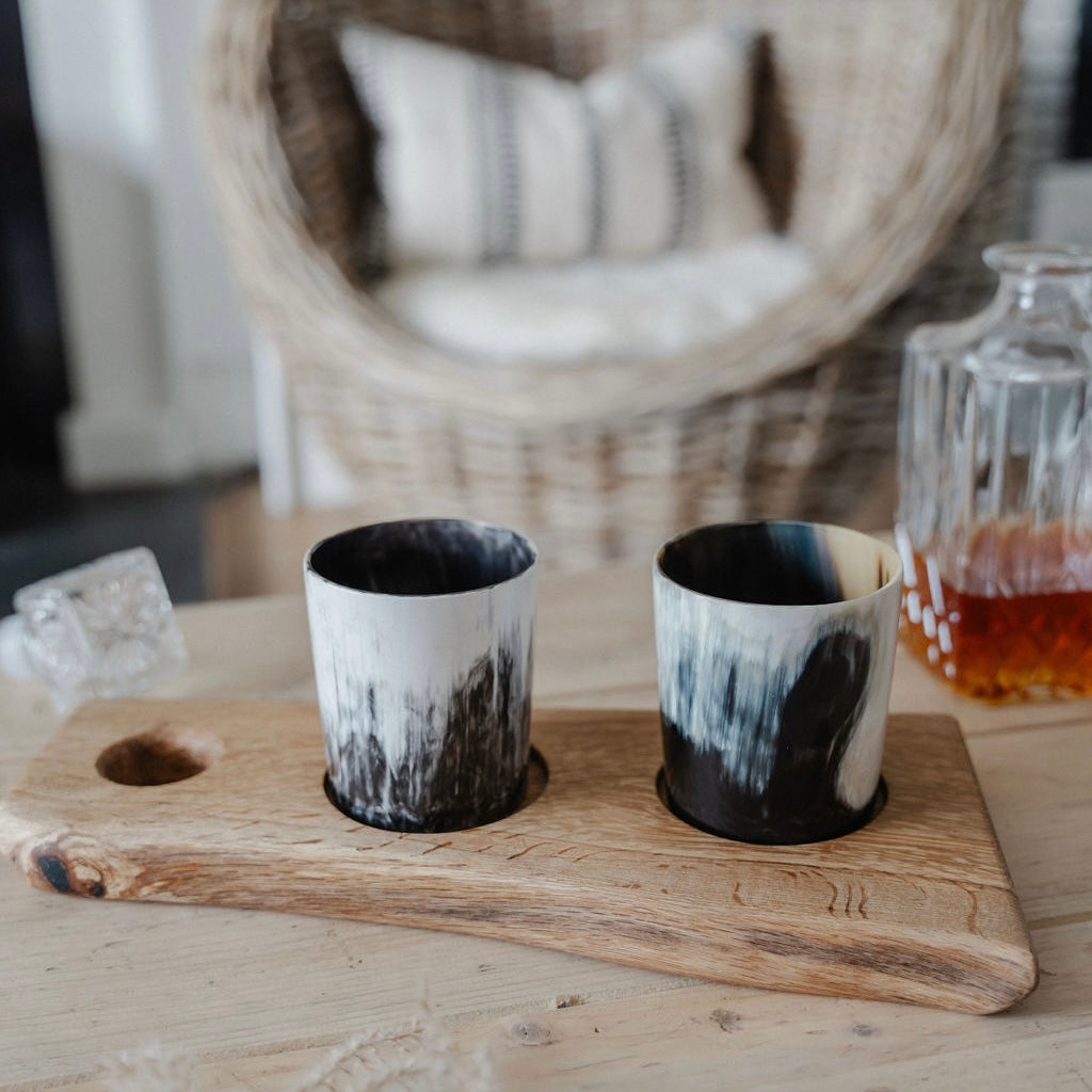 Whisky Tumblers With Oak Display Board | Set of 2