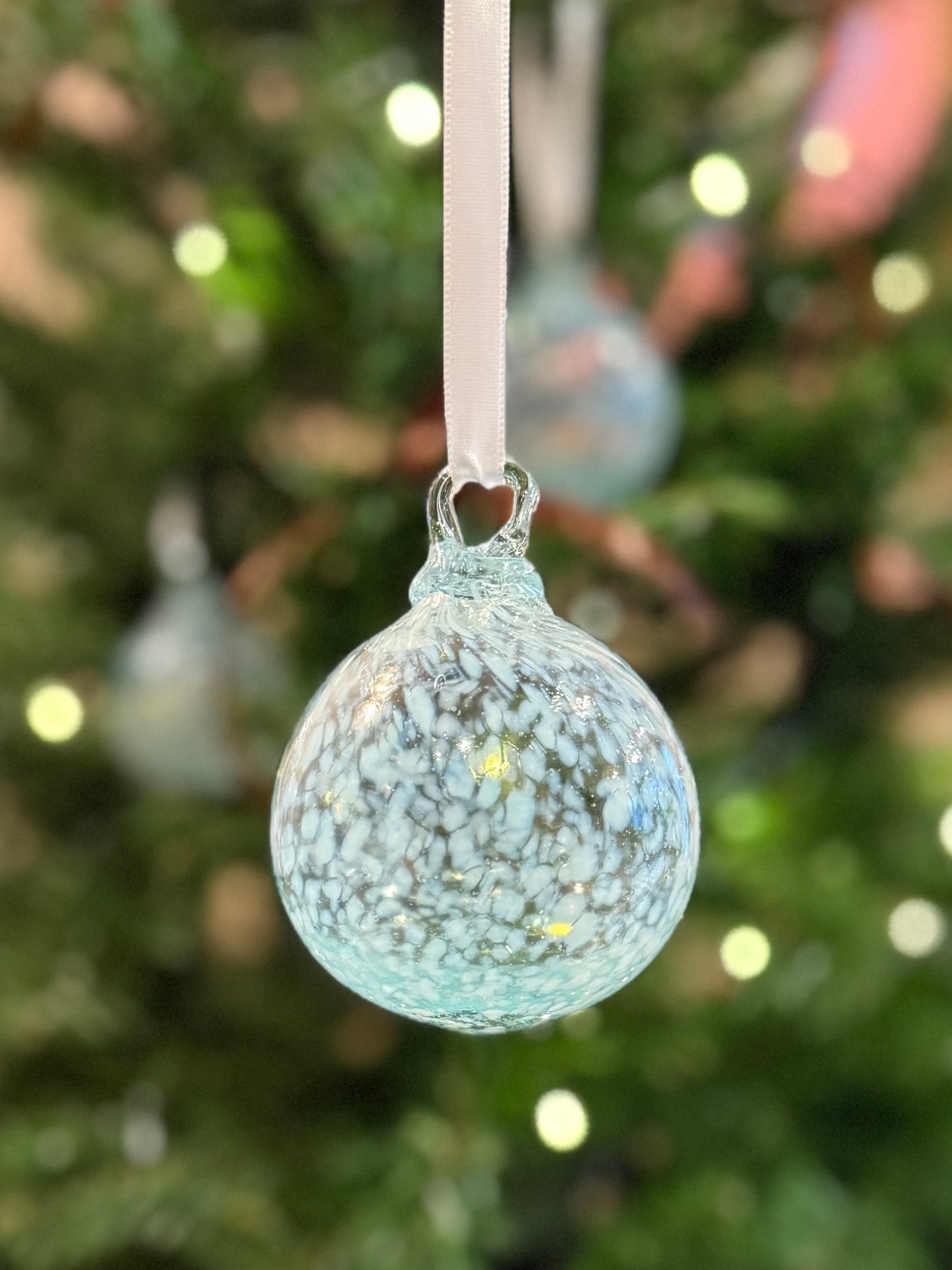 Handblown Glass Bauble- White