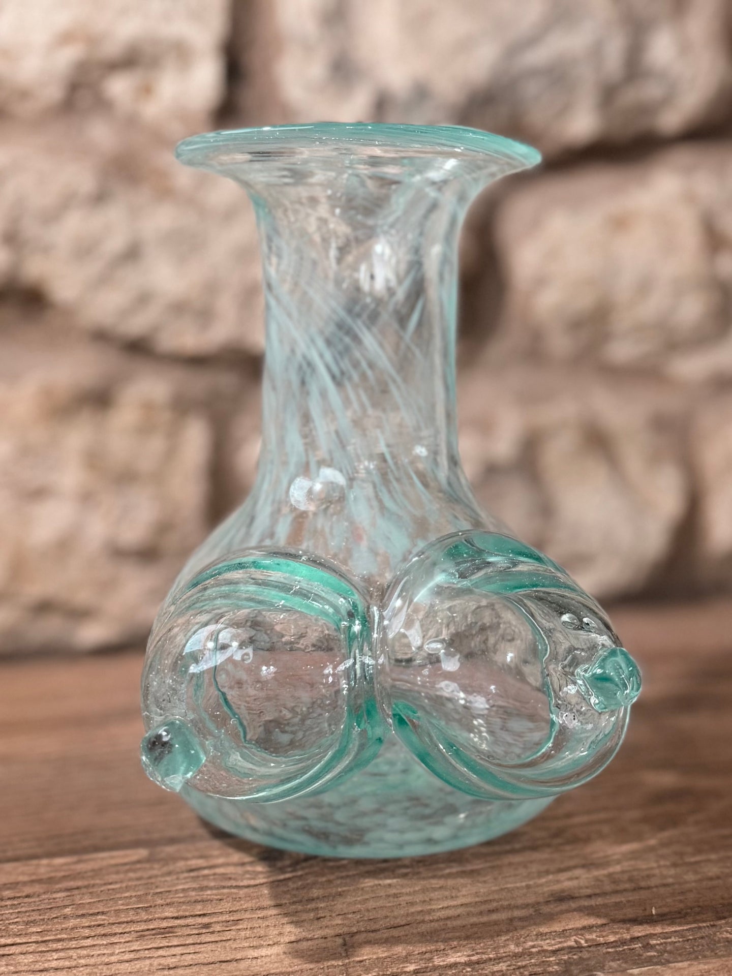 Handblown Boob Jug | White Fleck