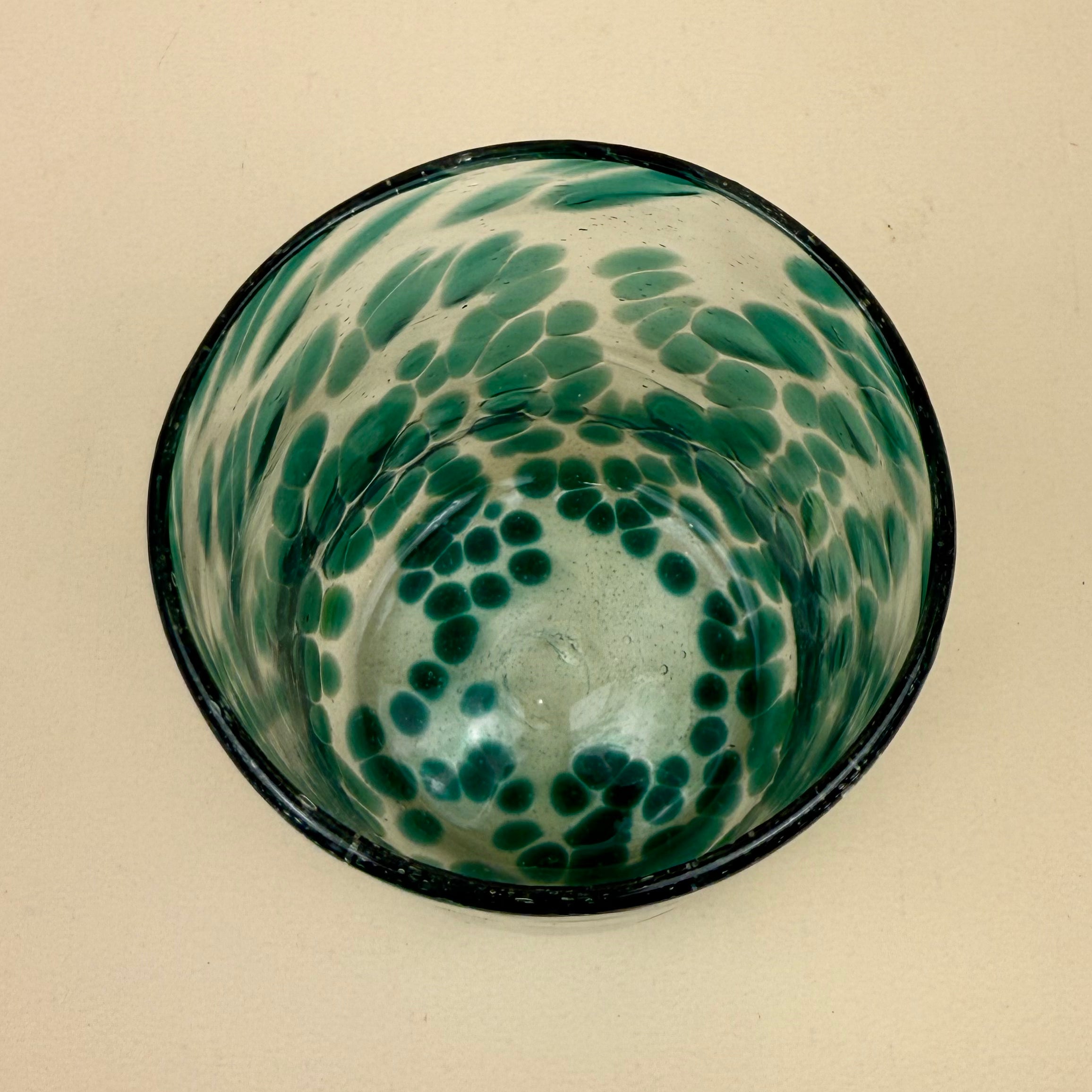 Straight Glass Tumblers | Green Dotted | Set Of 4