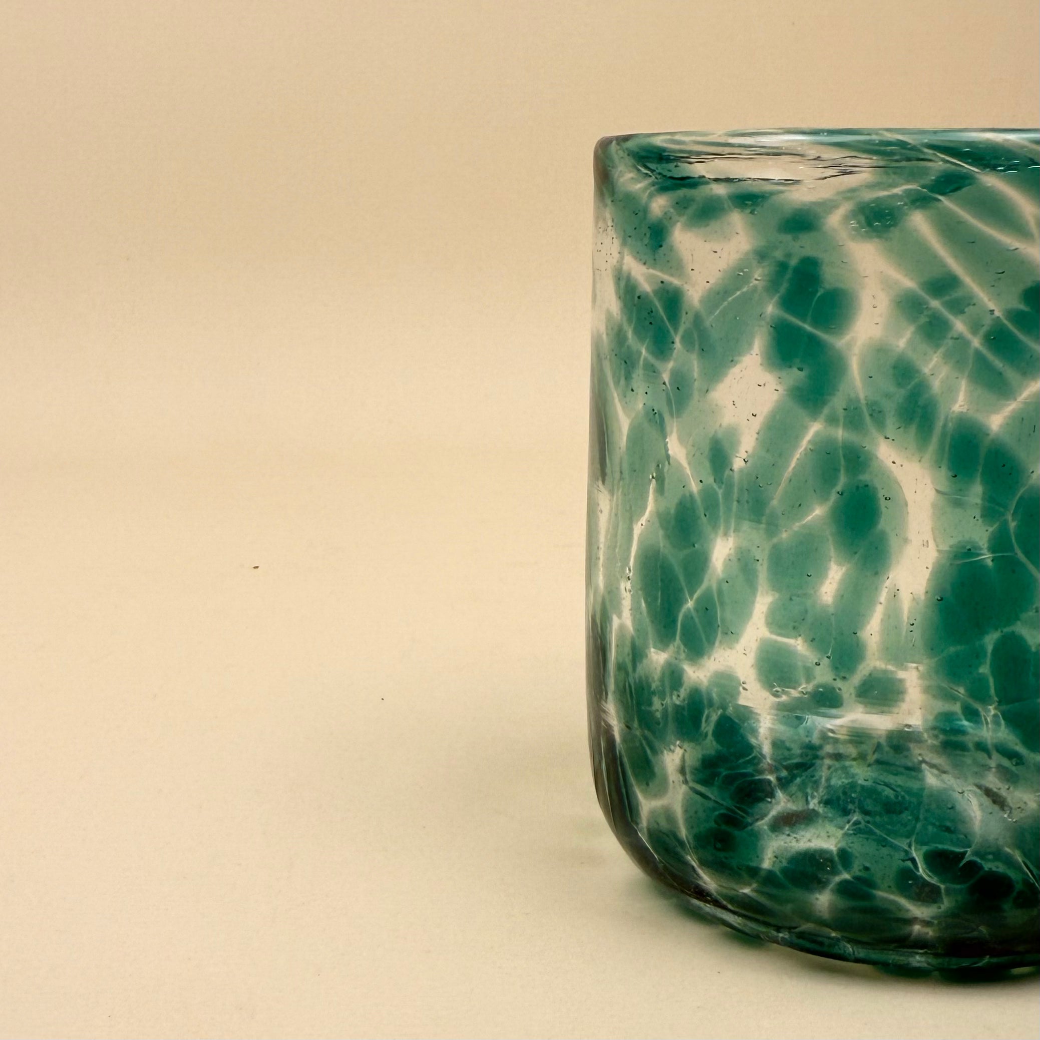 Straight Glass Tumblers | Green Dotted | Set Of 4