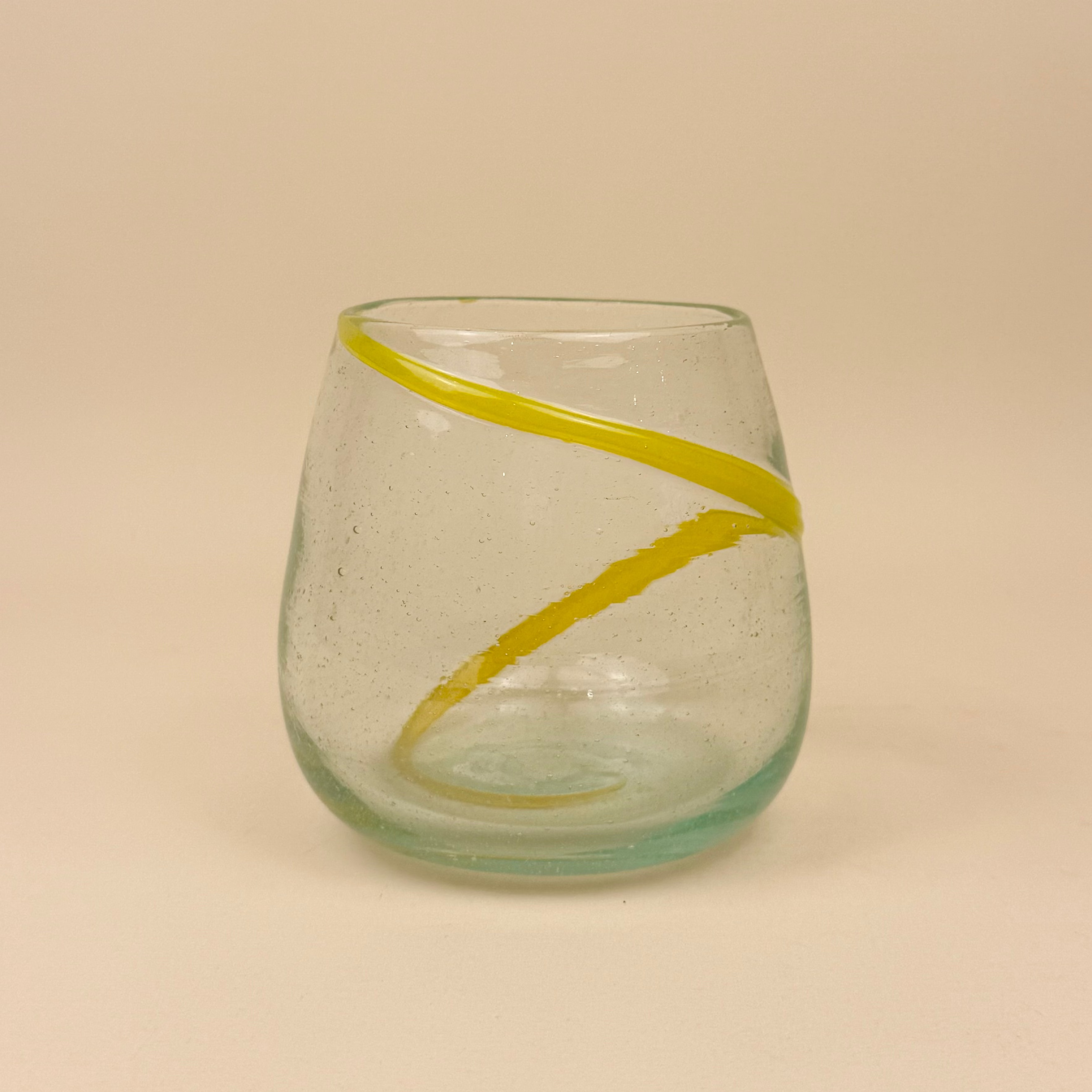 Round Glass Tumblers | Yellow Swirl | Set Of 4