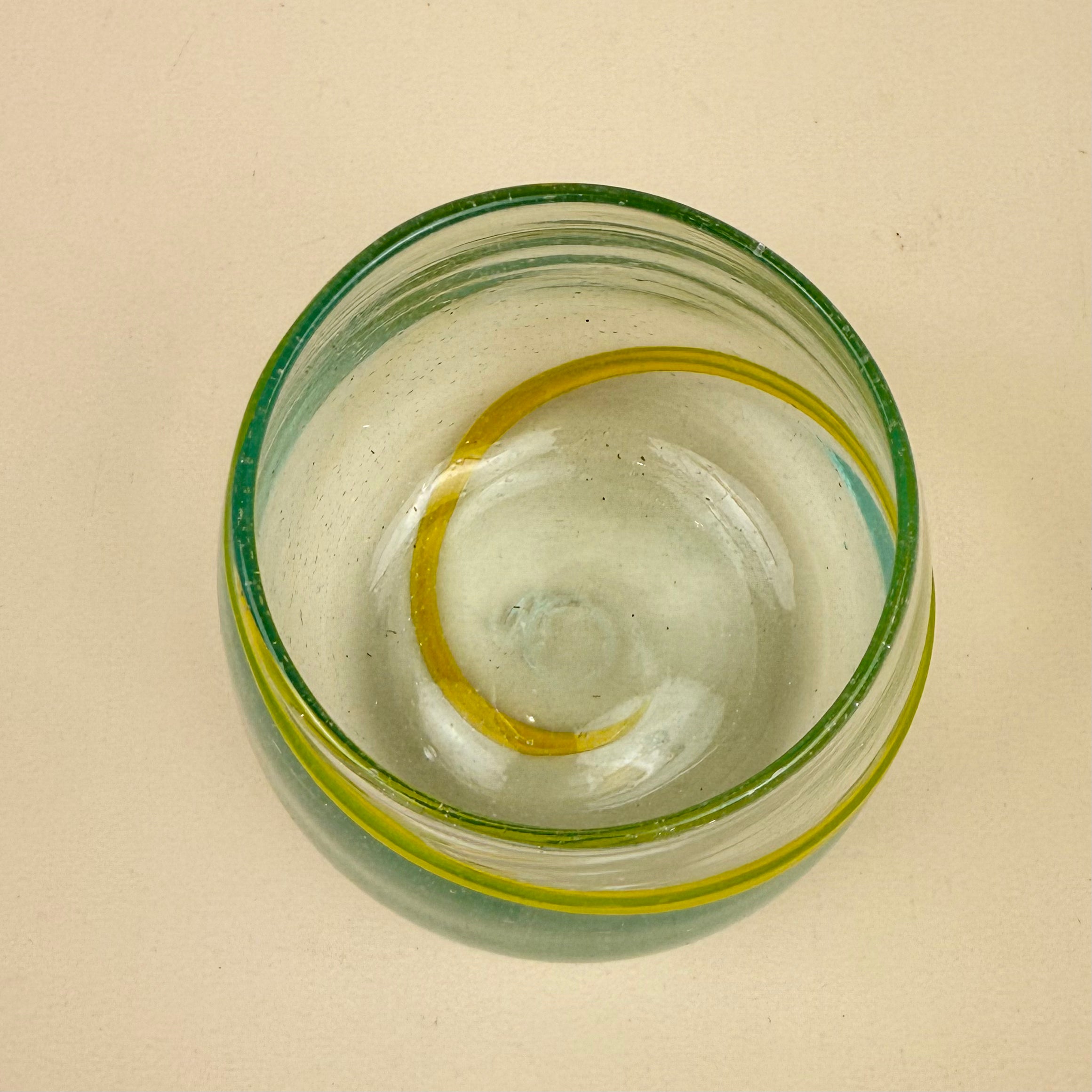 Round Glass Tumblers | Yellow Swirl | Set Of 4