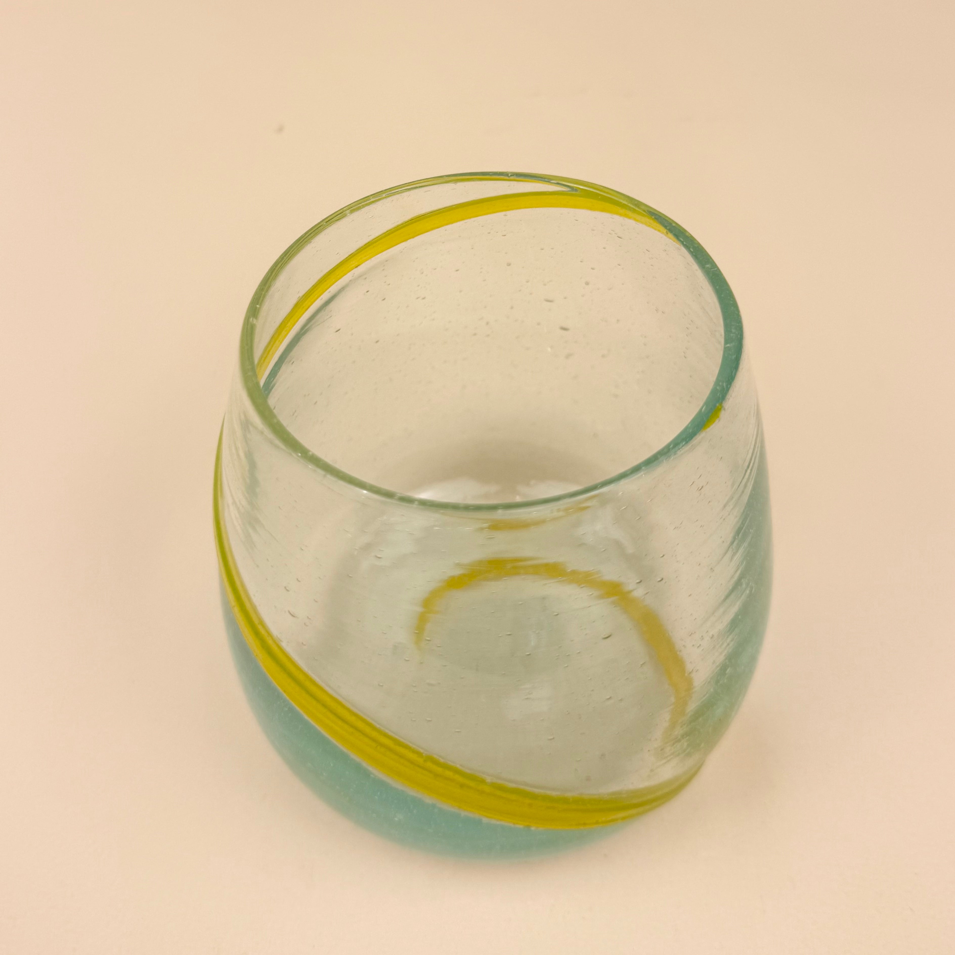 Round Glass Tumblers | Yellow Swirl | Set Of 4