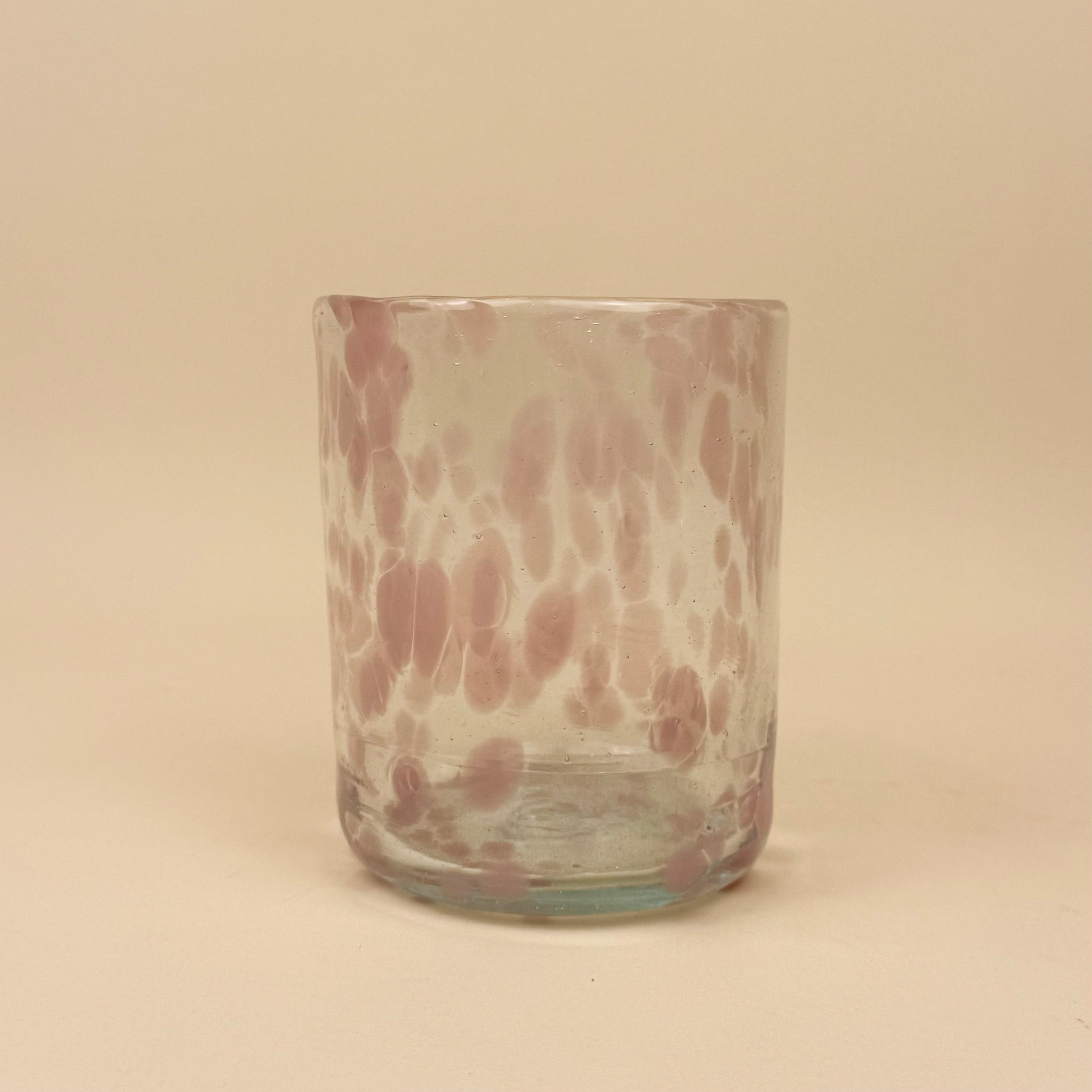 Straight Glass Tumblers | Pink Dotted | Set Of 4
