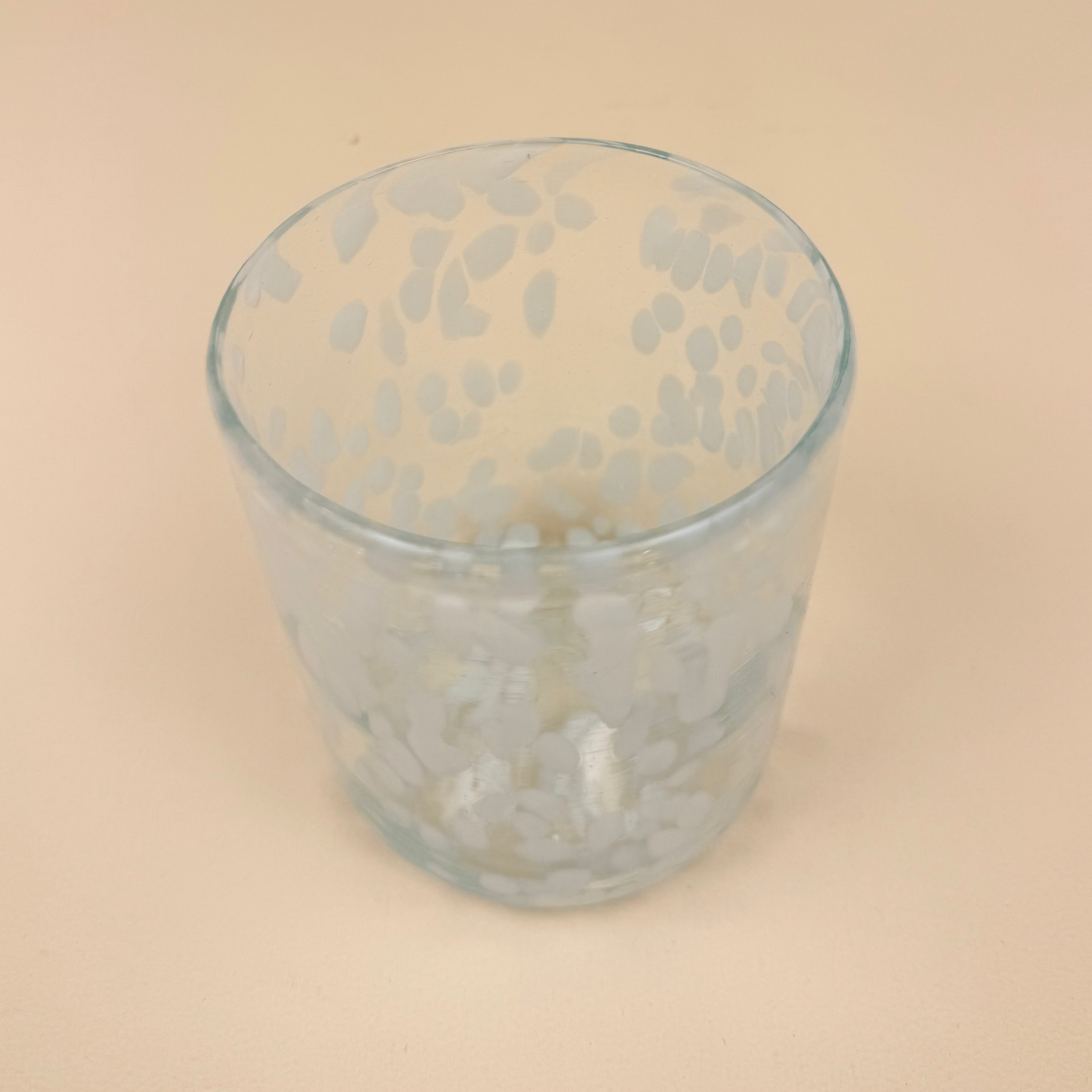 Straight Glass Tumblers | White Dotted | Set Of 4