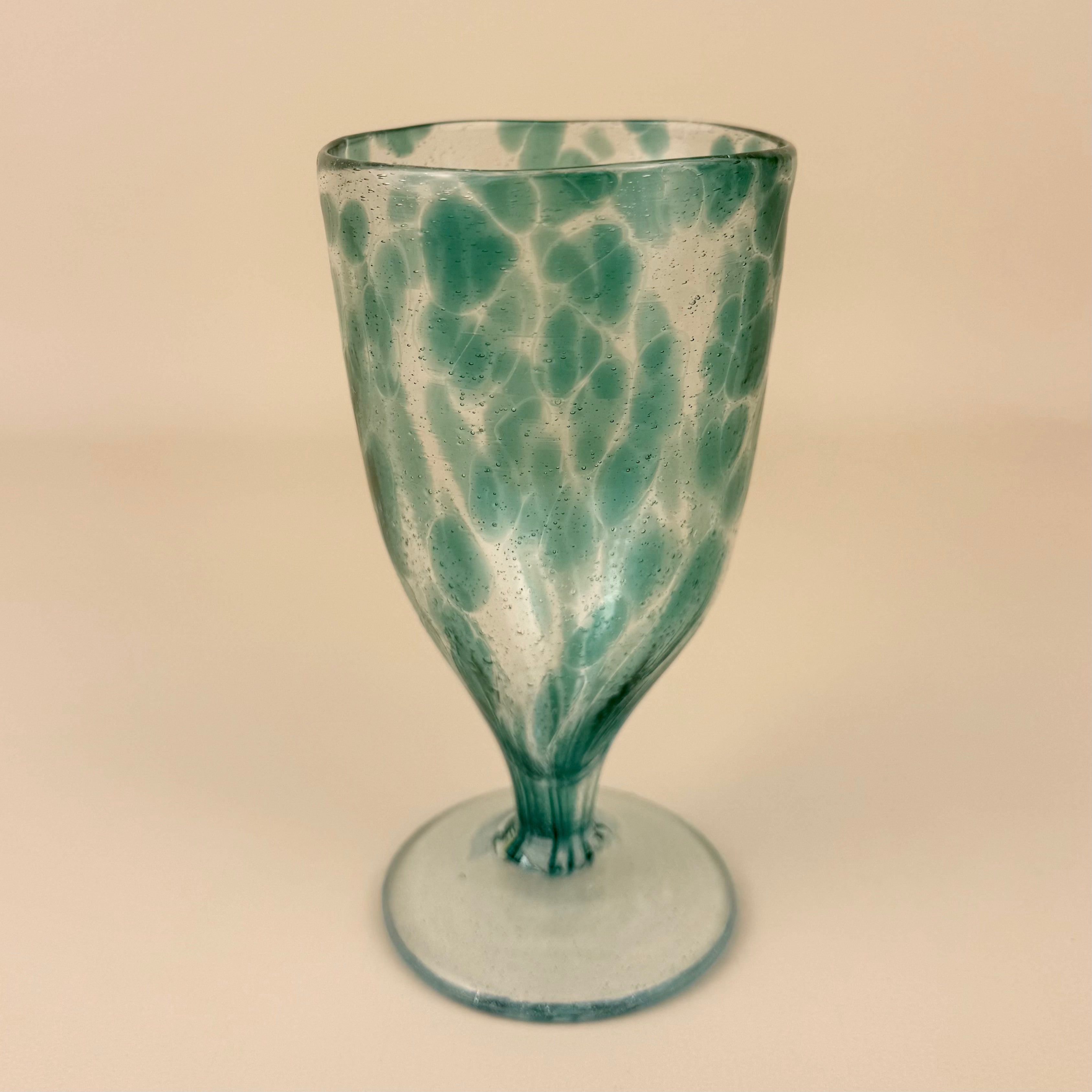 Wine Glasses | Green Dotted | Set Of 2