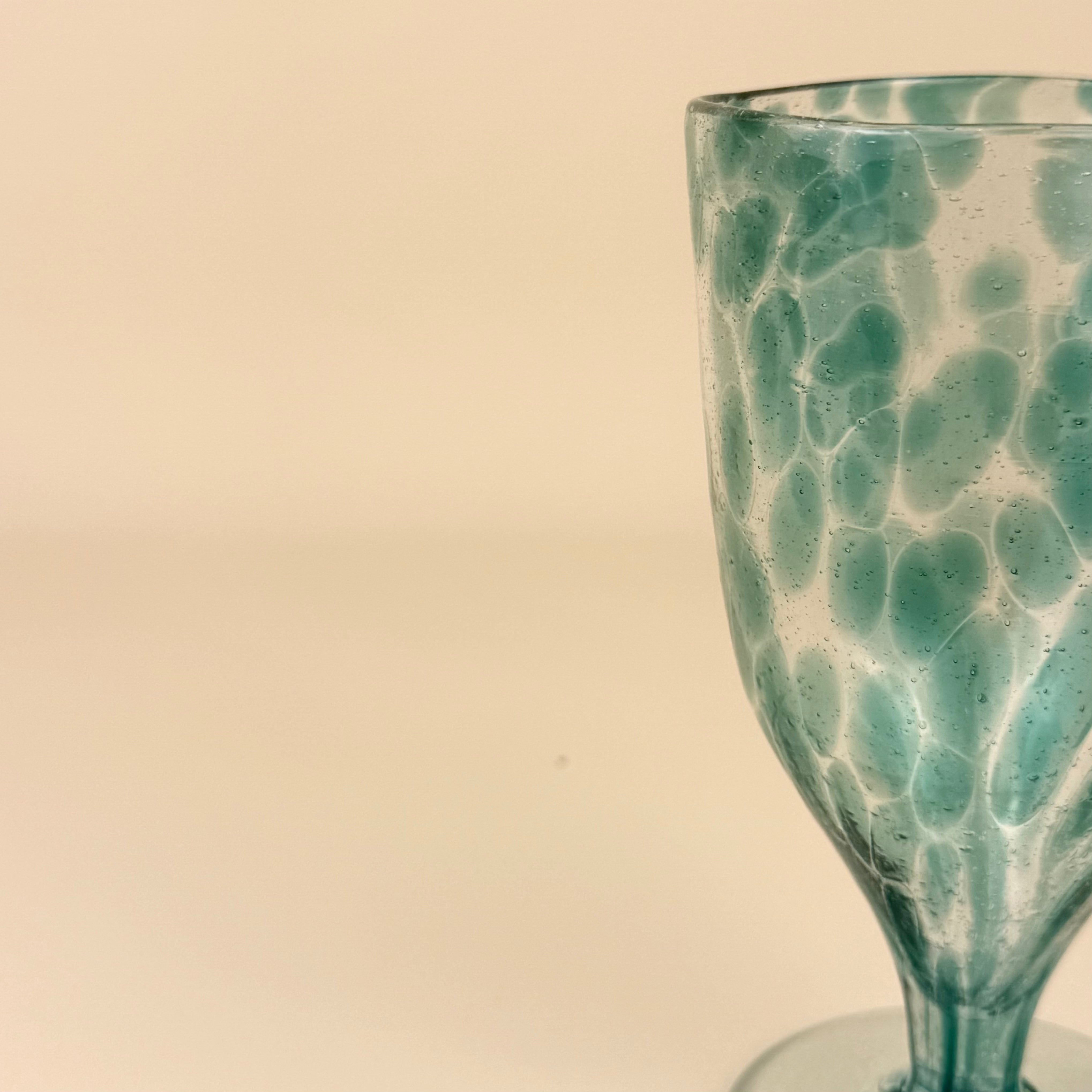 Wine Glasses | Green Dotted | Set Of 2